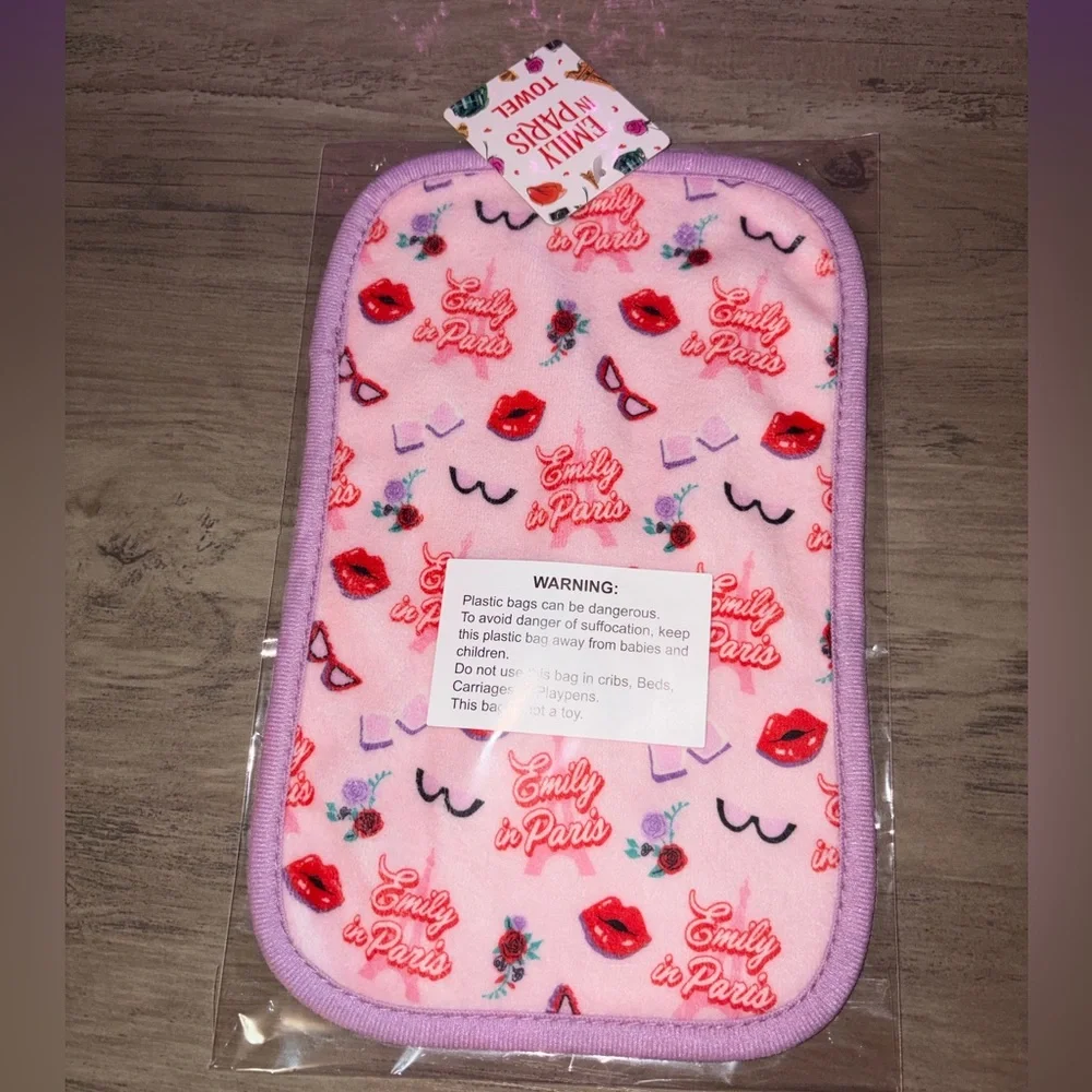 Emily in Paris Pink Washcloth Towel | Paris Aesthetic Floral Eiffel Tower NWT